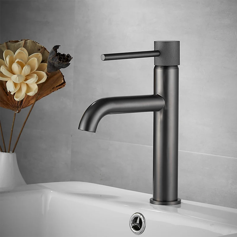 Basin Faucet Bathroom Sink Mixer Hot and Cold Brush Gold Faucet Brass Matte Black Decked Single Lever Water Tap