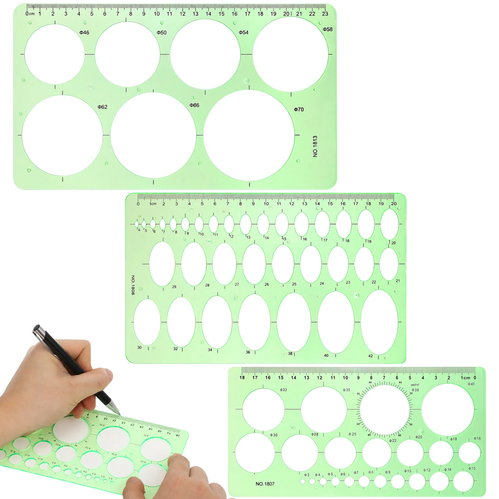 3Pcs Drawing Templates Set Multi-Design Geometric Rulers for School Office Student Supplies Architecture Drafting Tools