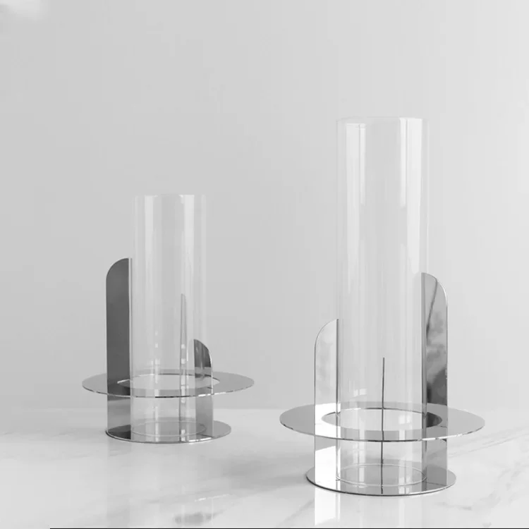 แจกันแก้วใสตกแต่งลายดอกไม้ สำหรับตกแต่งห้องตัวอย่าง ห้องนั่งเล่น ทางเข้า ห้องรับประทานอาหาร