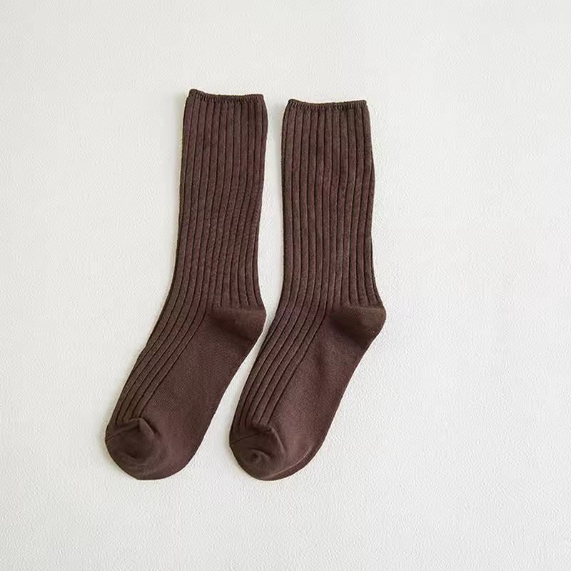 1 Pair Retro Women Cotton Loose Socks Autumn Winter Knitting Solid Color Long Black Korean Japanese Student Girls Stockings - Image 9