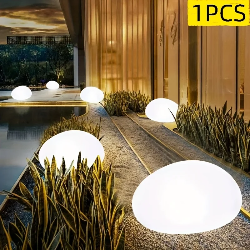 Solar Garden Light Outdoor Waterproof Solar Pebble Rock Lamp Decorative Solar Glow Cobblestone Light for Yard Lawn Patio Pathway