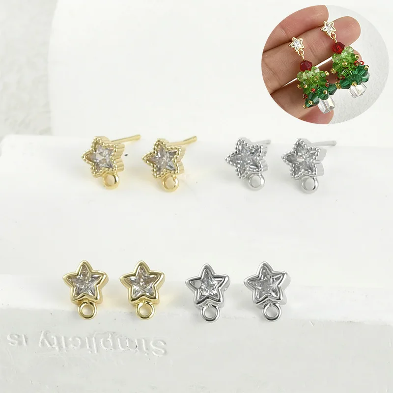 

Материал для изготовления серег: 14-каратное позолоченное золото с циркониевыми звездами и подвесками, сохраняющие цвет, для самостоятельного изготовления украшений