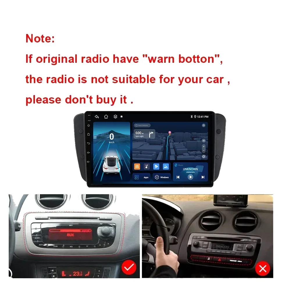 Android Car Radio 4G 64GB Video Player for Seat Ibiza 6j 2009-2013 Multimedia Player Autoradio Carplay RDS FM Bluetooth WiFi