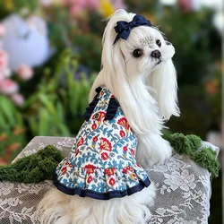 Disfraz vestido princesa floral para perros pequeños con volantes