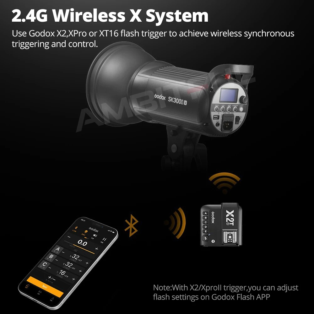 Godox SK300II-V SK400II-V 2.4G Flash for Studio Photography