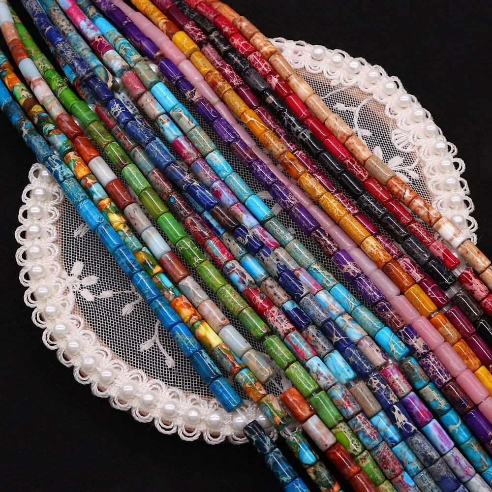 

4x8mm Tube-shaped Imperial Stone Straight-hole Bead Multi-color Polished Synthetic Turquoise Loose Bead for DIY Retro Jewelry