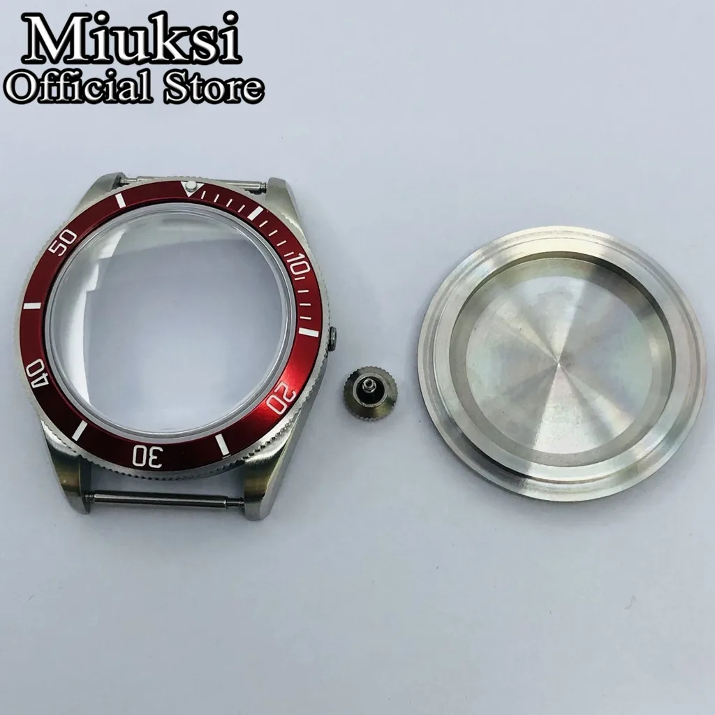 Miuksi 39mm caixa de relógio estéril prateada vidro de safira cúpula ajuste NH35 NH36 NH34 ETA2824 PT5000 movimento