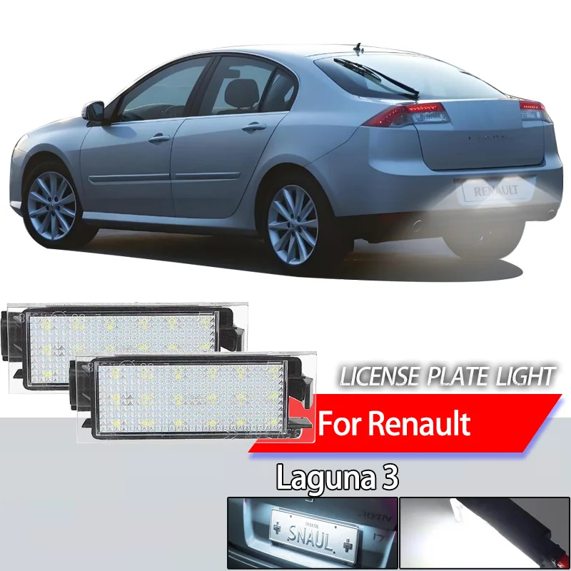 

2Pcs Canbus No Error Car Led Lamp Number License Plate Light For Renault Laguna 3 2007 2008 2009 2010 2011 2012 2013 2014 2015 -