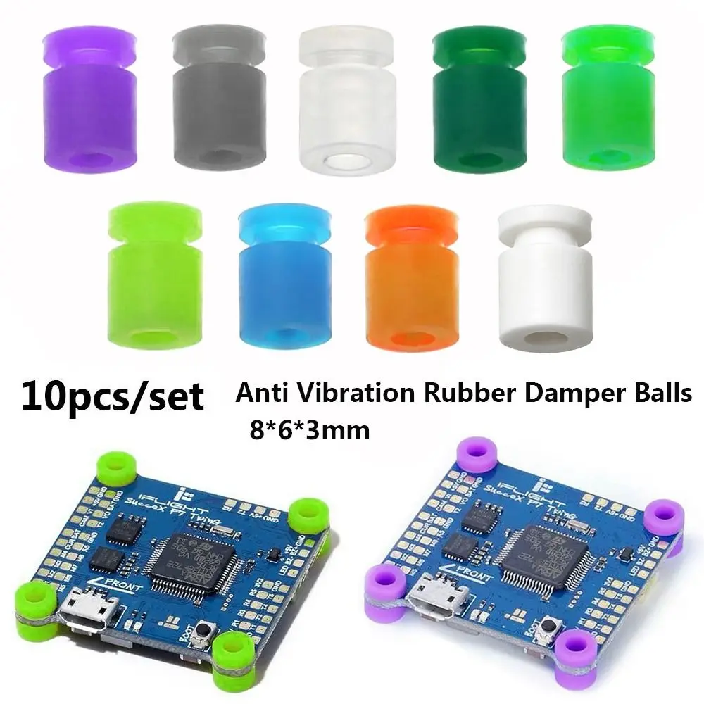 10pcs 8*6*3mm Rubber Damper Balls Anti Vibration V2 Upgraded Silicone Multicolors M3 Soft Mount Shock Absorption Balls