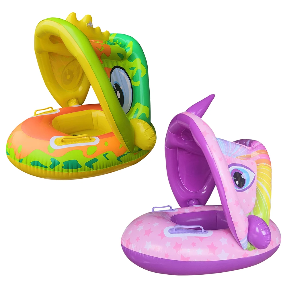 Inflatable Baby Swimming Rings Seat Floating Sun Shade Toddler Swim Circle Pool Bathtub Summer Water Toys for Children 1-4Y Kid