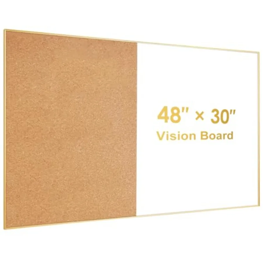 

Комбинированная доска: магнитная маркерная доска с золотой рамкой и пробковая доска для заметок на стену, для дома и офиса