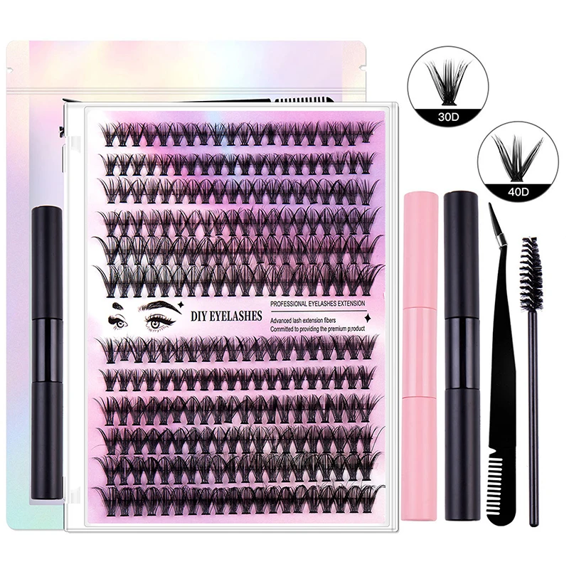 Diy Wimperset 240 Stuks Individuele Wimpers Cluster D Curl, 10-16Mm Mix Lash Clusters Met Lash Bond,Seal En Lash Applicator Tool