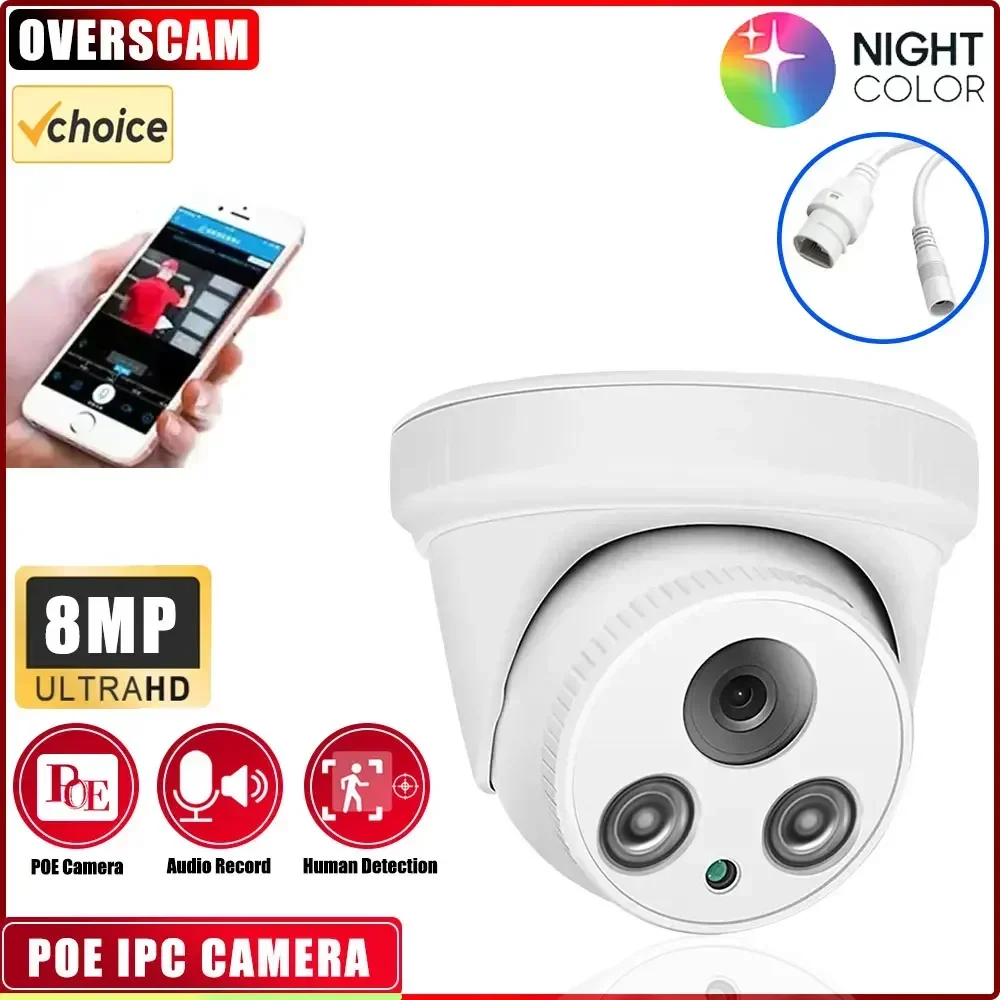 

Original 4K Color IP Camera 8MP ColorVu Night Vision CCTV POE Dome Camera 24/7 Colorful Image Built-in Mic Audio IP67 Waterproof