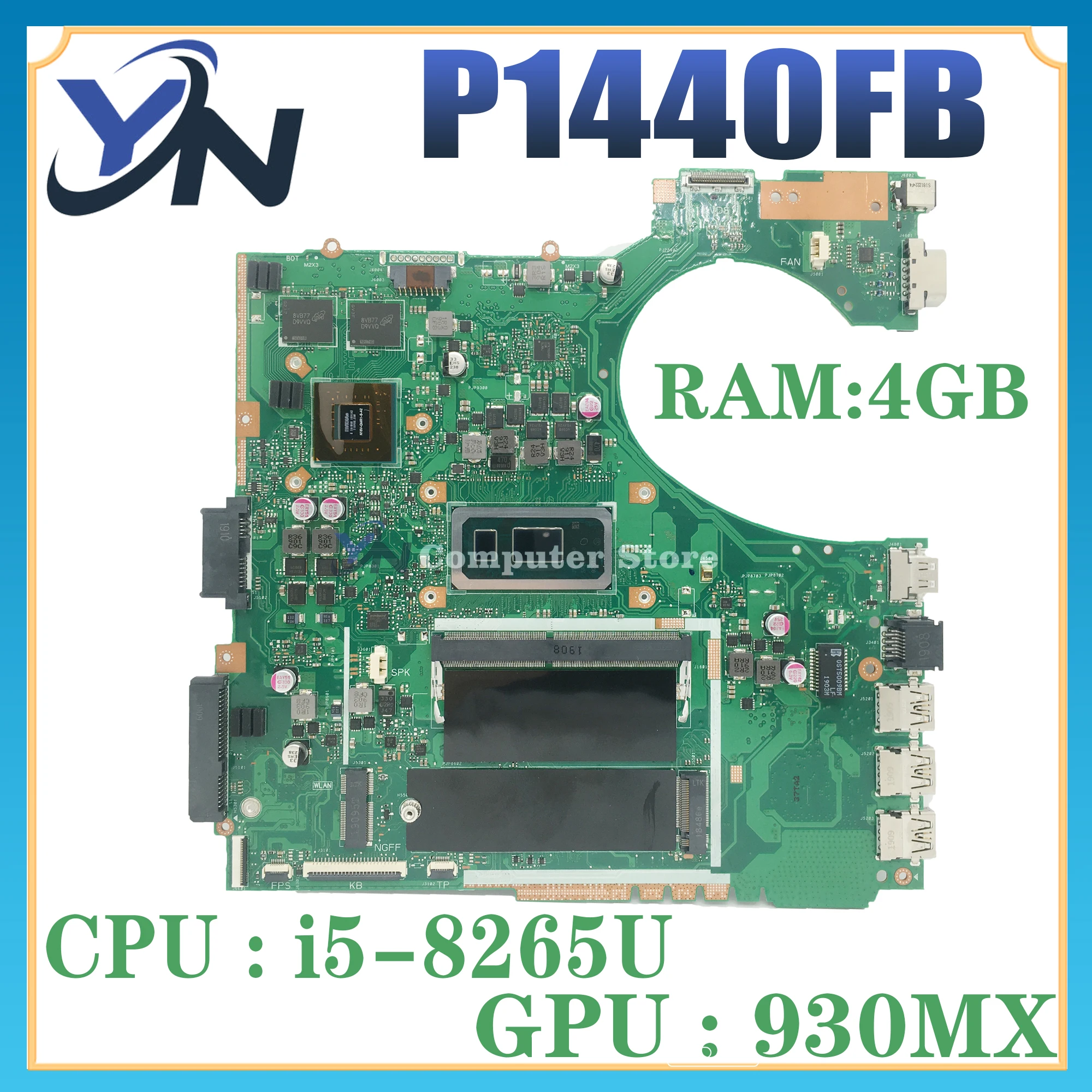 P1440F MAINboard For ASUS ExpertBook P1440FB PRO P1440 Laptop Motherboard With I5-5265U I7-8565U 4G/RAM 100% TEST OK