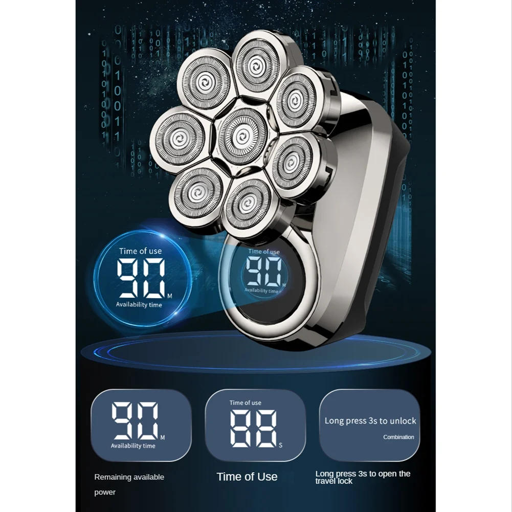 A14G-8 블레이드 멀티 전기 6 in 1 코 귀 머리 트리머 수염 전기 대머리 남성용 LED 디스플레이