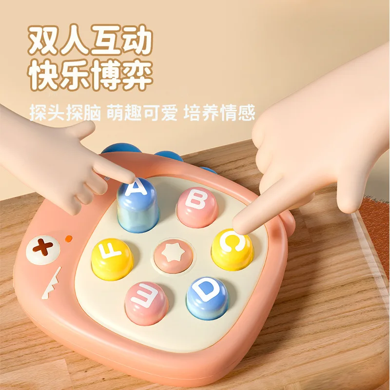 Radish hitting the ground mouse, press and play music, children's mini handheld game console, hanging decorations, interactive t