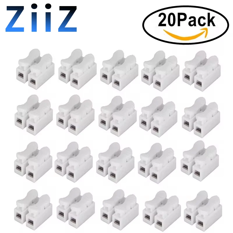

20pcs No Solding Welding Quick 2P Cable Wire Connector No Screw Terminal Block Spring Clamp ZiiZ