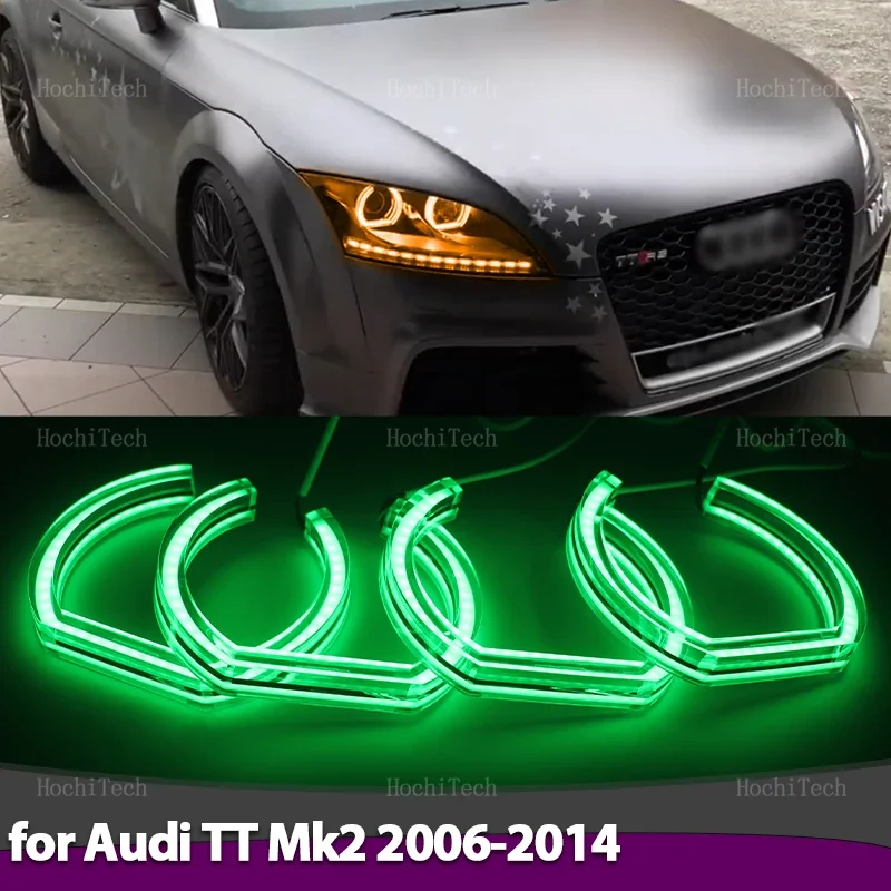 

RGB струящаяся разноцветная светодиодная фара с управлением через приложение, кольцевая лампа с ангельскими глазами, дневная модернизация для AUDI TT Mk2 2006-2014