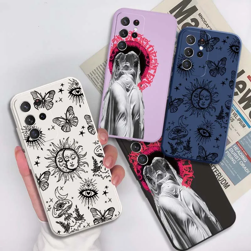 Cartoon Butterfly Sun Eye Cover For Samsung Galaxy S22 S21 S20 S10 S10E Plus Ultra Lite FE 5G Soft Phone case