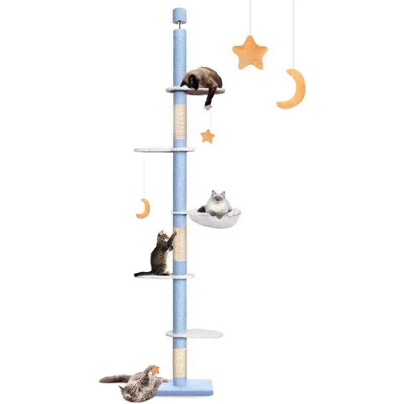 

Cloud Cat Tree Floor to Ceiling Cat Tower 5-Tier Height (93-108 Inches) Adjustable Cat Climbing Tower with Sisal Scratching