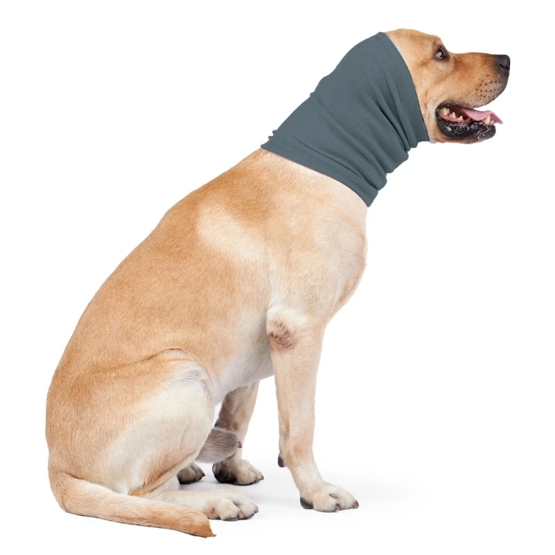  Pull-On Dog Head Wrap with Stretch Structure and Soft Ear Coverage for Grooming, Wet Weather, Celebratory Noise, and Routines