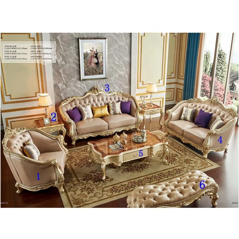 For Factory Supply Hot Sale Cheap and High Quality Living Room Furniture, French Style Classic Luxury Sofa Set