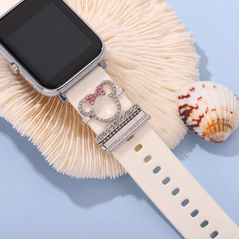 Watchband Decorative Charm Ring Sets for Apple Watch Cartoon Cute Animal Charms Jewelry Stud for Iwatch Silicone Strap Charm