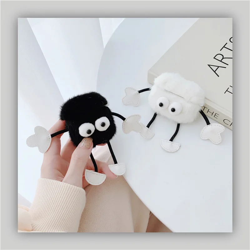 

Cute Black White Coal Balls Case for AirPods 4 Airpod 1 2 3 Pro Pro2 Bluetooth Earbuds Charging Box Protective Earphone Cover