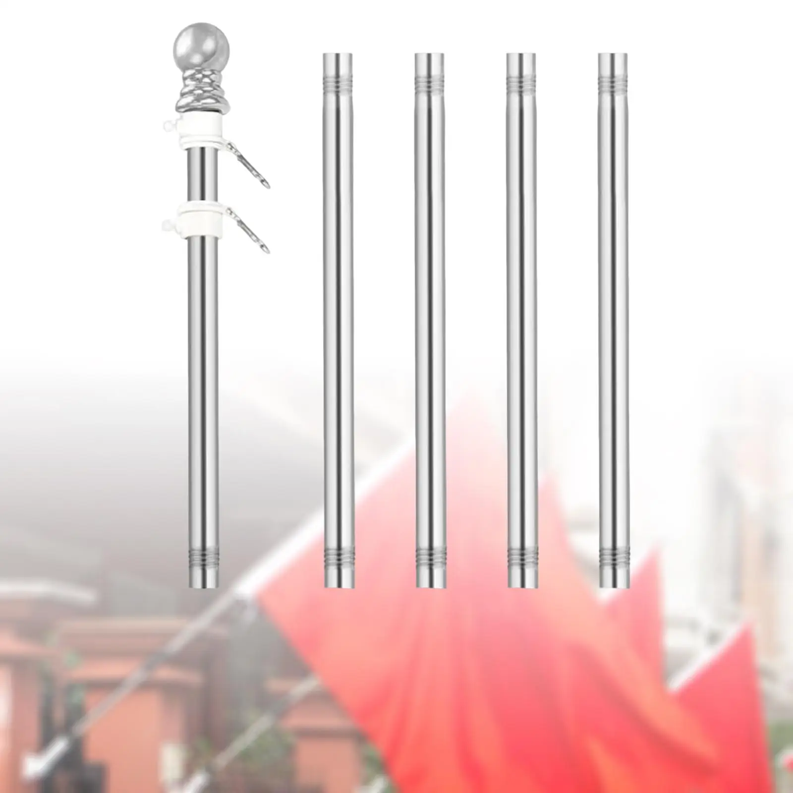 5Pcs Flagpole Flag Pole Guide Banner Sturdy Rustproof Rod Garden Flag Pole Flag Residential House Porch Residential