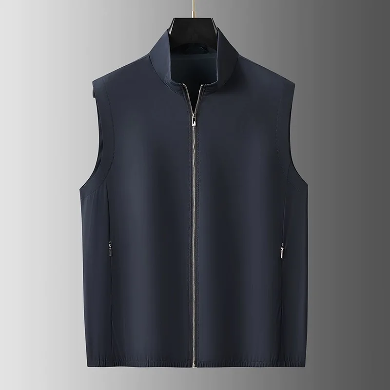 2024 spring and summer new men's thin elastic stand collar coat vest cloud light high-end zero pressure without bondage