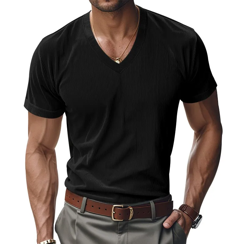 Summer Clothes Adults 18 Plus T Shirt Casual V Neck Tee Beige Black Olive Green Navy Blue Short Sleeve Loose Fit Solid Color