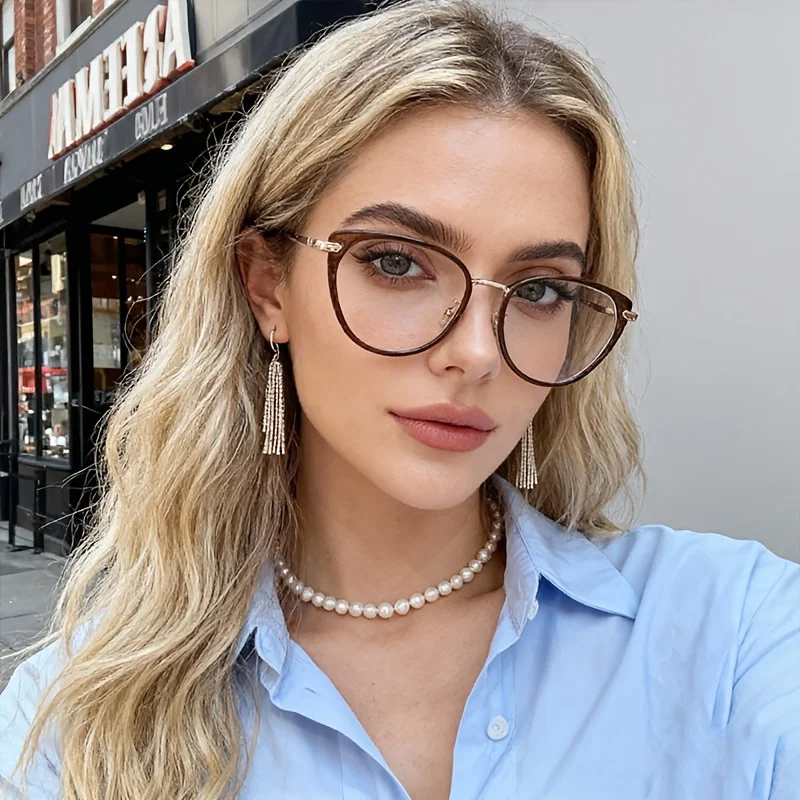 Retro-Katzenaugenbrille für Damen, Blaulichtfilter, ultraleichter Brillenrahmen