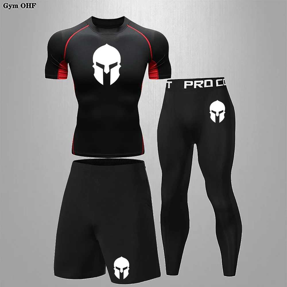 Spartan Children\'s Tracksuits T Shirts+Shorts Sets Sport Tights Gym Fitness Running Training Rashguard jiu jitsu Kids Sportswear