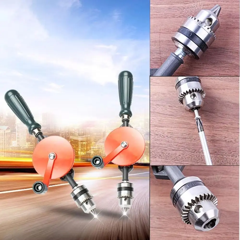 

Double Pinions Hand Drill 3/8 Inch 1/4 Inch Hand Crank Drill Portable Design Mini Size Woodworking Drill Acrylic Drilling