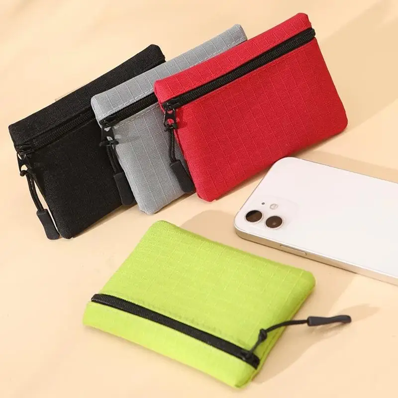 Canvas Mini Coin Purse Simple Zipper Kid Storage Pouch Money Pocket Solid Color Coin Key Bag Women Men Cute Wallet Mini Purse