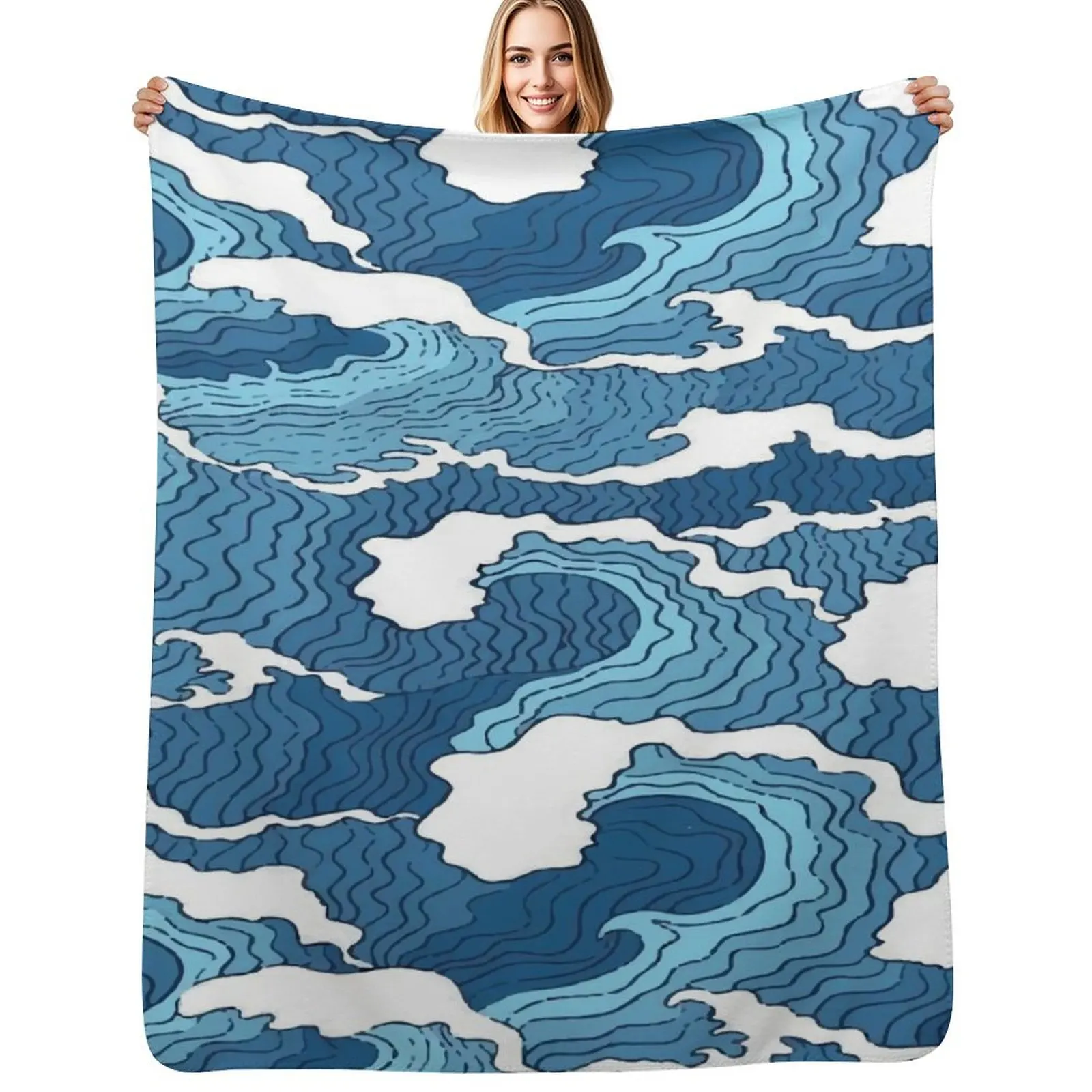waves Throw Blanket Reusable Durable Soft Blanket for All Seasons