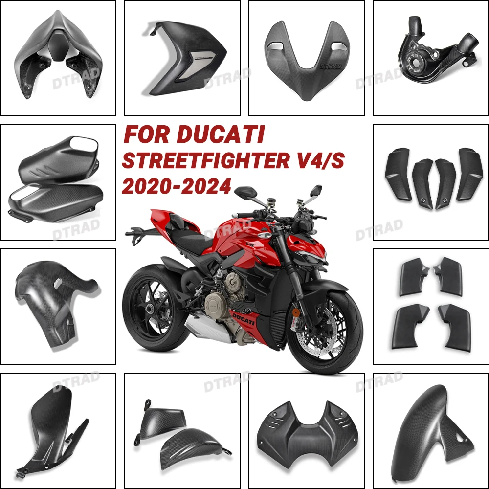 

Для Ducati Streetfighter V4/S 2020-2024 настоящий матовый корпус из углеродного волокна, полный комплект обтекателя, модификация мотоцикла, аксессуар, спойлер