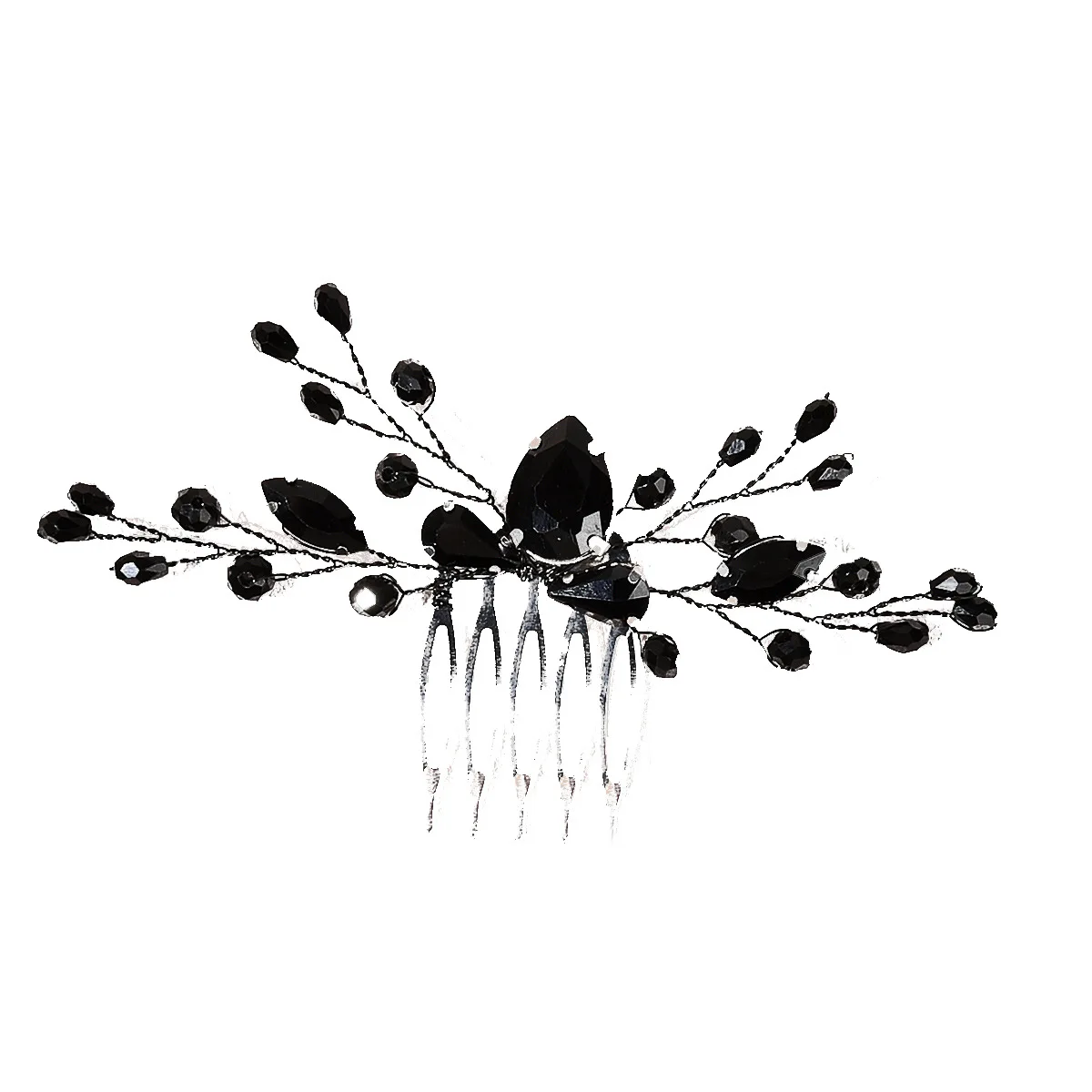 Trendy Tiara Wedding Hair Comb Bridal Hairpins BlackRhinestone Head Jewelry Lady Party Accessories Marrige Headbands