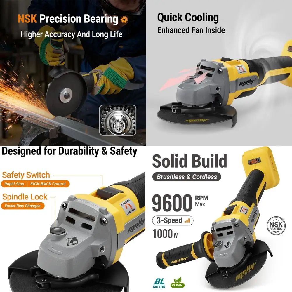 

20V MAX 4.5 Cordless Angle Grinder with 9600 RPM, 4.0Ah Battery, Kickback Brake, and Variable Speeds