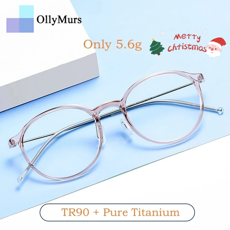 

OLLYMURS Ретро круглые титановые сверхлегкие TR90 чистые рецепты модные прозрачные оптические очки в оправе для мужчин и женщин