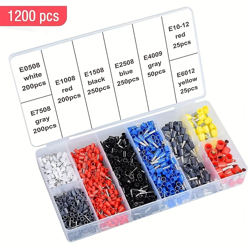 400pcs/1200pcs Electrical Tube Insulated Terminal VE Tubular Crimp Terminals Wire Cable Connector Ferrules Terminal Connectors