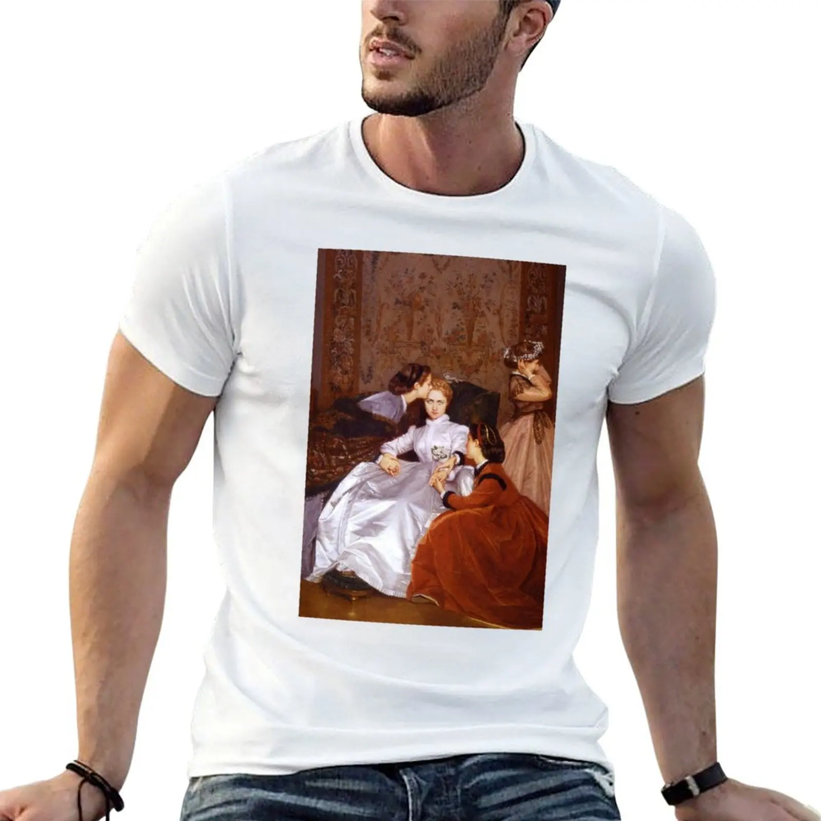 The Hesitant Fiancée by Auguste Toulmouche T-Shirt Big Size Short Sleeve Casual Top