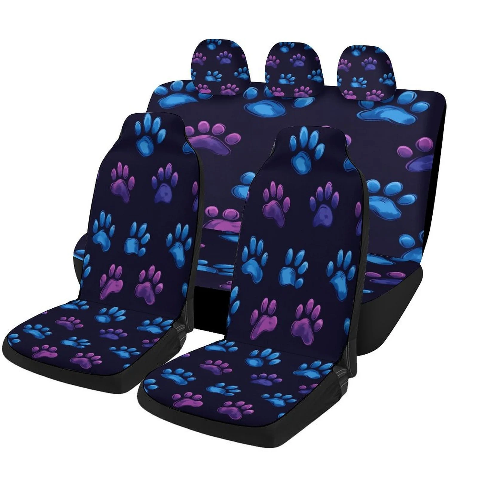 

Paw Prints Pattern Designed Car Seat Cover Set For Most Cars, Decorative Fashionable High-quality Car Seat Protector Covers Full