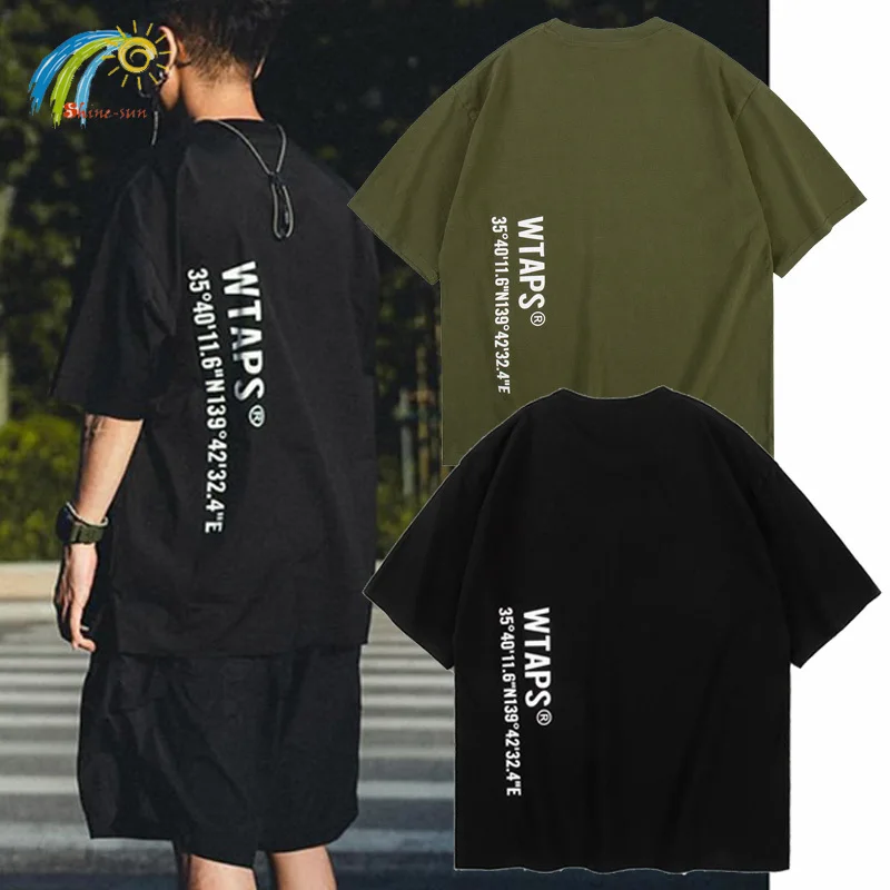 Heavy Fabric Cotton Oversized Military Green Black WTAPS T Shirt Casual Fashion Tee Tops Streetwear T-Shirt For Men Women