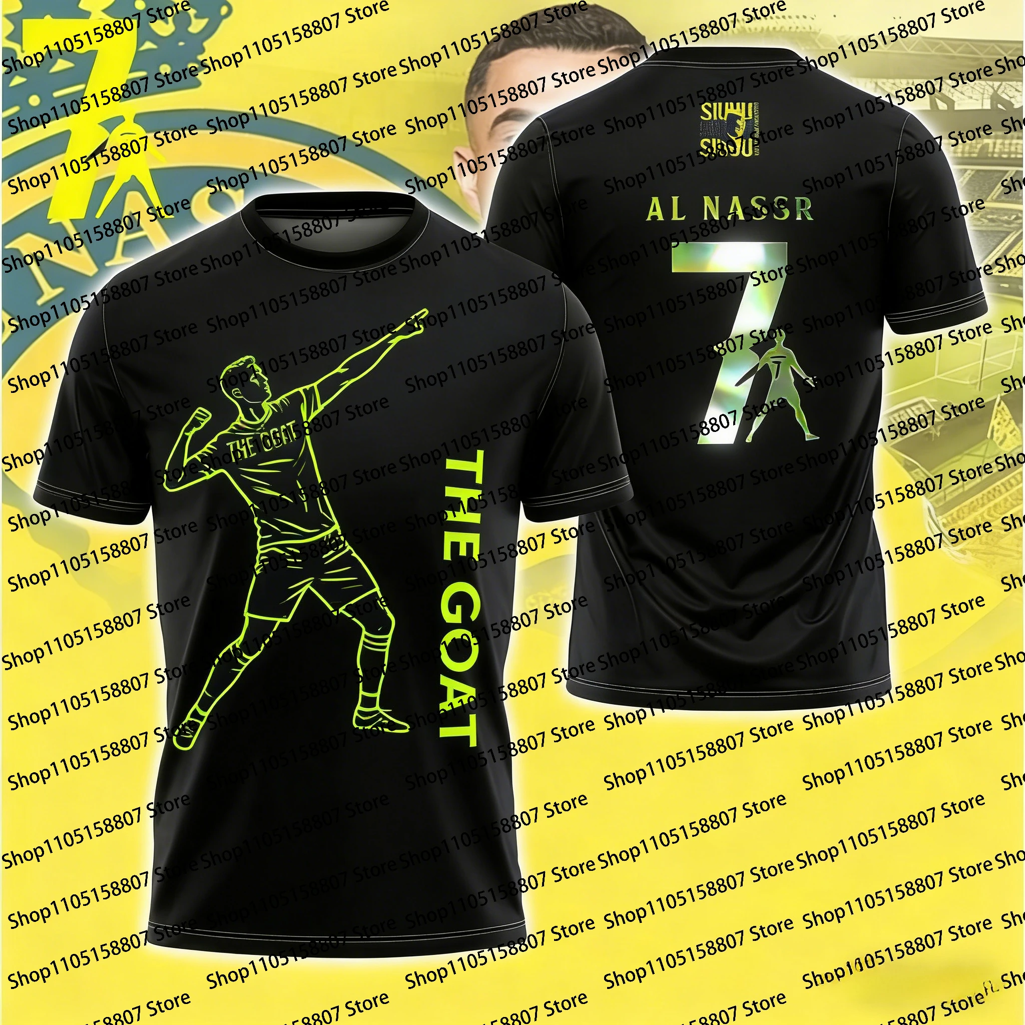 قميص تدريب كرة القدم EvoNova CR7 Al Nassr صيفي جديد لعام 2026 لكل من الرجال والنساء، قميص رياضي عصري سريع الجفاف