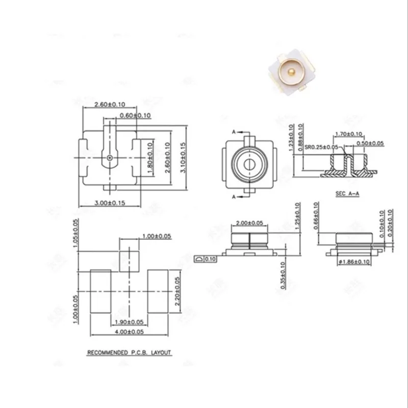 20PCS-UFL IPX1 SMD MINI Wifi Connector RF Coaxial Antenna Pedestal U.FL-R-SMT Solder PCB Socket