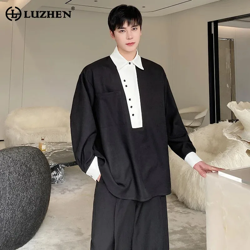 

Индивидуализированные модные рубашки LUZHEN с длинным рукавом, мужские оригинальные модные уличные топы высокого качества, бесплатная доставка LZ3332