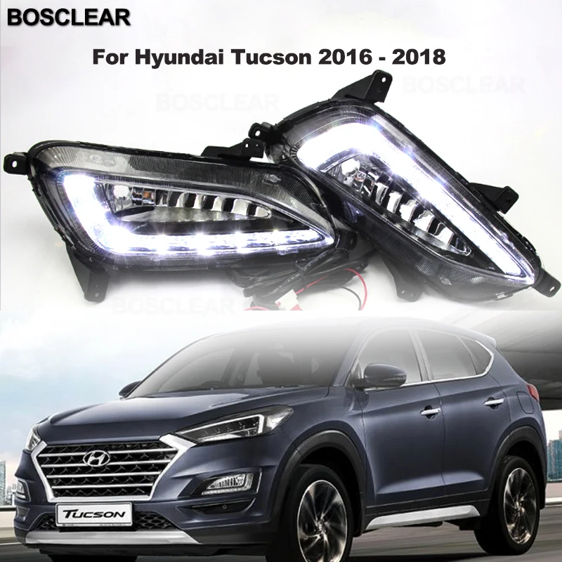 

2X For Hyundai Ix35 2010-2018LED DRL Day Running Lamp and Lights Tucson Fuel Cell 2010-19 Fog Lamp Waterproof Driving Day Light