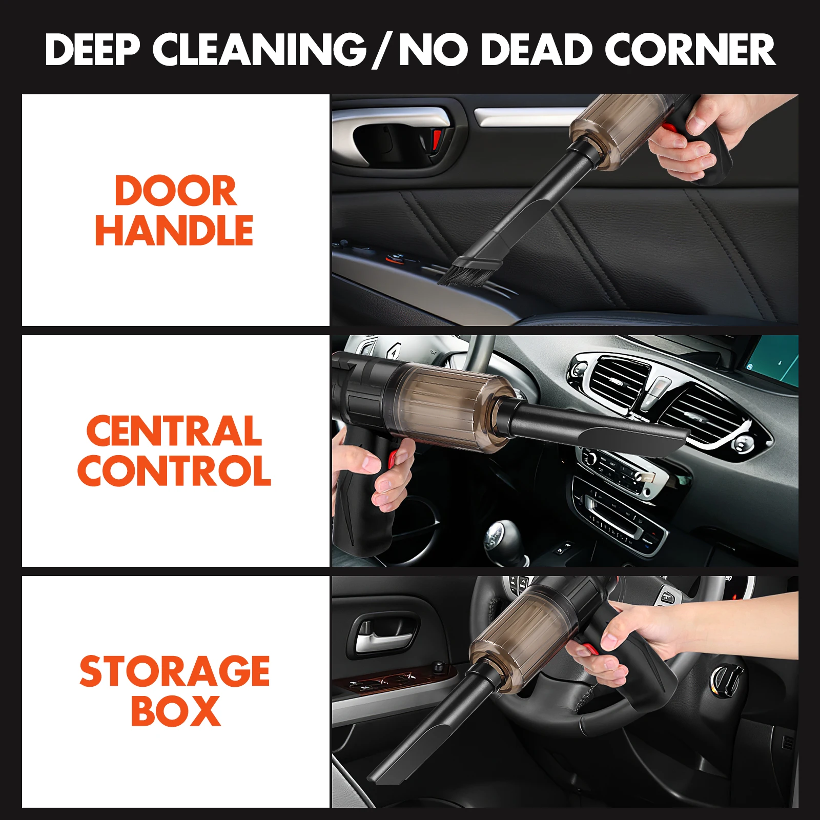 

1 set 16000Pa High Power Wireless Car Vacuum Cleaner Rechargeable Portable Handheld Air Duster for Vehicle Home Dust Hair Gravel