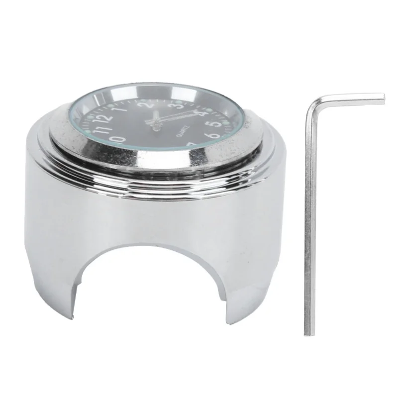 

Часы с креплением для мотоцикла, круглые часы, алюминиевые водонепроницаемые светящиеся универсальные часы для руля 7/8 в 1 дюйм, черные